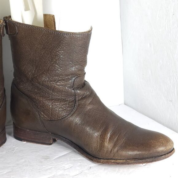 Frye Women's Melissa US8B Brown Leather Back Zip Button Ankle Booties Boots - Picture 5 of 16